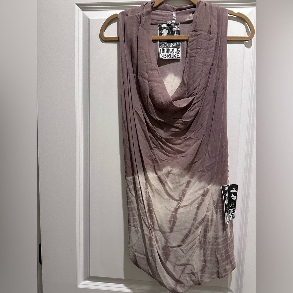 Young Fabulous & Broke Mauve and Cream Draped Top